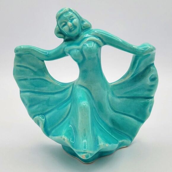 Vintage Monrovia Walker California Pottery Dancing Lady Aqua Blue Figurine - Picture 14 of 14